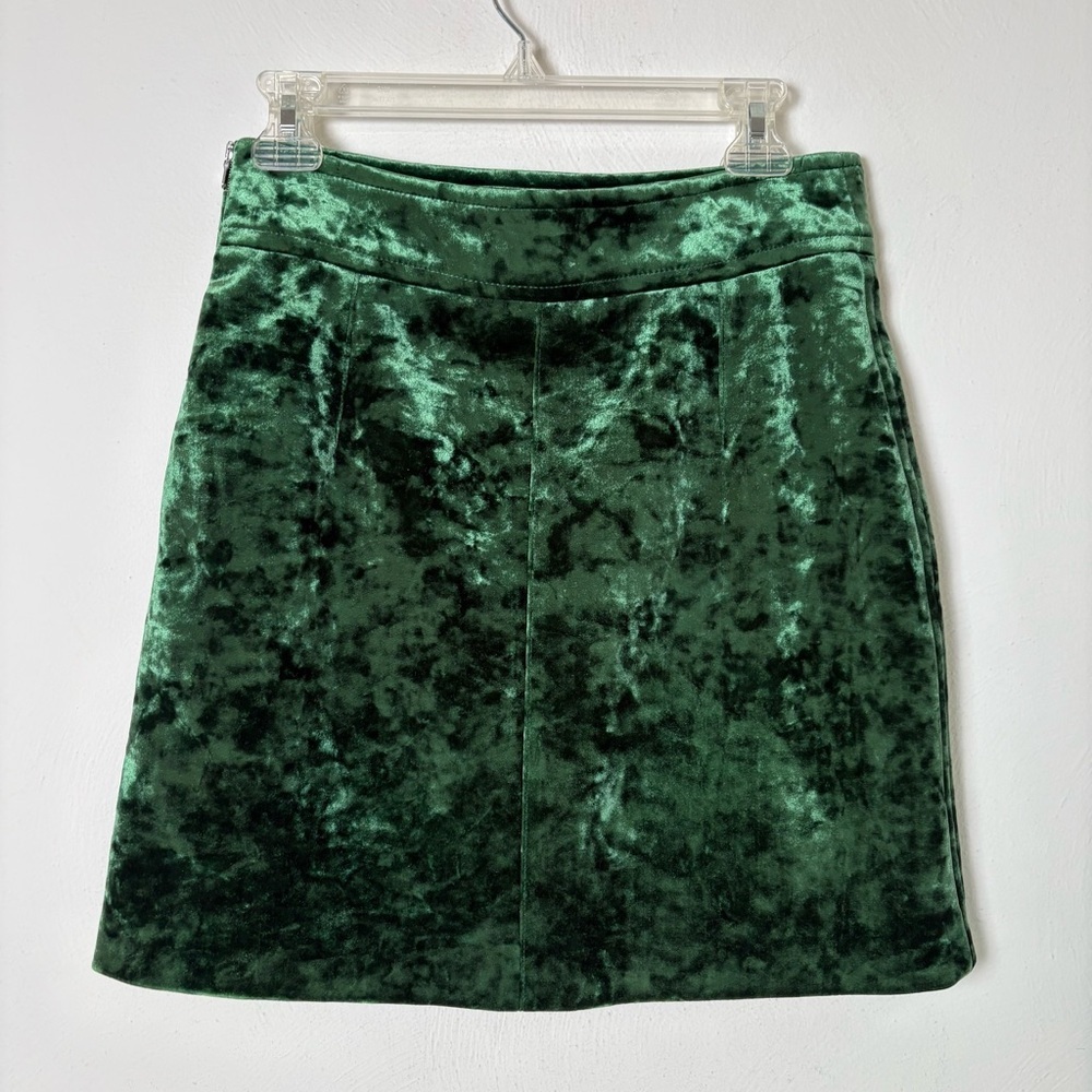 SANDRO Emerald Green Velvet Mini Skirt 3 (US 8) - Picture 1 of 15
